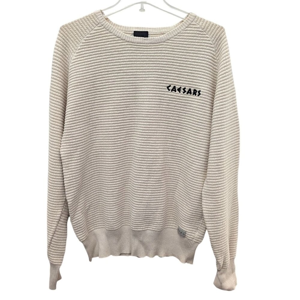 Caesars Palace Las Vegas Atlantic City Cream Ribbed Crewneck Sweatshirt Medium M
